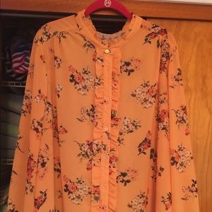 Sheryl Crow Floral Tie-Sleeve Blouse